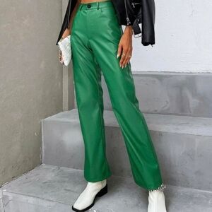 Shein Green Pleather Faux Leather Pants 6 M